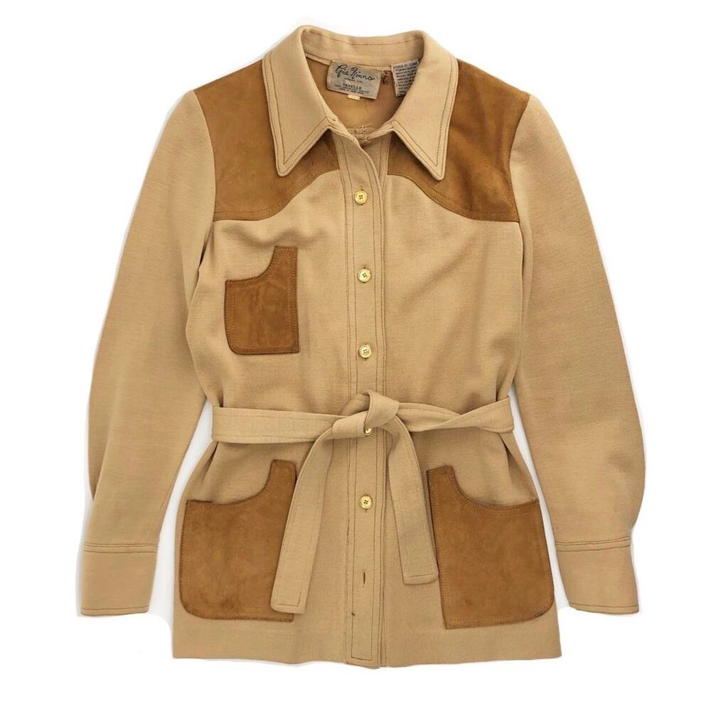 60s suede patch shacket shirt jacket cardigan 1960s vintage